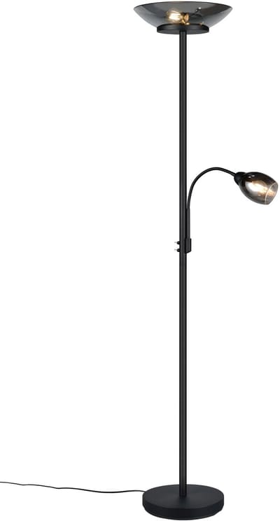 REALITY GERRY - Vloerlamp - Zwart mat - excl. 2x E27 4,9 W - Licht apart schakelbaar - Flexibel