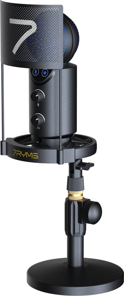 7RYMS Cardioïde USB microfoon kit met tafelstandaard AU02-K1 - Gaming microfoon Met RGB-verlichting - Real-time monitoring - Geschikt voor smartphone, tablet en computer