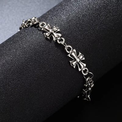 Mode Punk Gothic Sieraden Retro Kruis Schakelketting Armband Gepersonaliseerd Accessoire Voor Mannen Vrouwen Halloween Feest Cadeau 21.5cm gray
