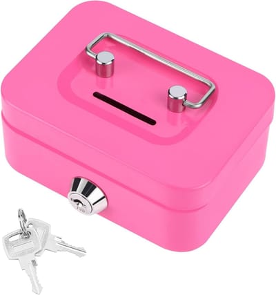 Geldcassette - Geldkistje kluisje - Veilig geld bewaren - Afsluitbaar met sleutel - 115 x 85 x 55 cm - Roze
