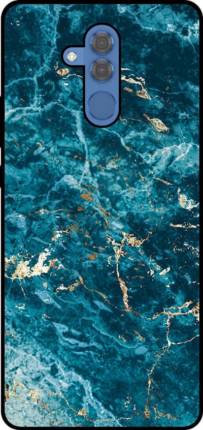 Smartphonica Telefoonhoesje Geschikt voor Huawei Mate 20 Lite met marmer opdruk - TPU backcover case blue marble design - Blauw geschikt voor Huawei Mate 20 Lite