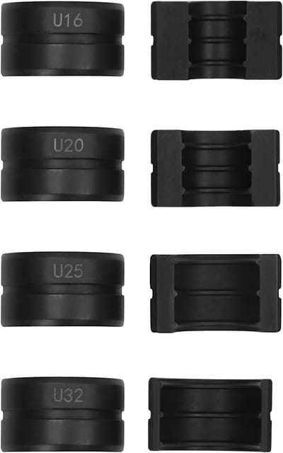 Persbekkenset - Krimptang Matrijzen - Buizen Koppelen - U-profiel 4 Maten - 16-32 mm - Zwart