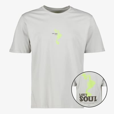 JJ REBEL heren T-shirt met backprint grijs - Maat S