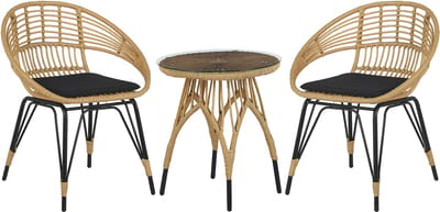 PELLARO - Bistroset voor 2 - Natuurlijk - PE rotan