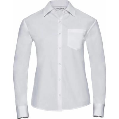 Russell Collection Dames/Dames Katoen Popeline Easy-Care Formeel Overhemd Met Lange Mouwen (Wit)