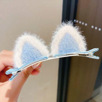 2 Stuks/Set Schattige Effen Konijnenoor Haarclips, Holle Vorm, Haarclips Die Het Haar Niet Beschadigen white