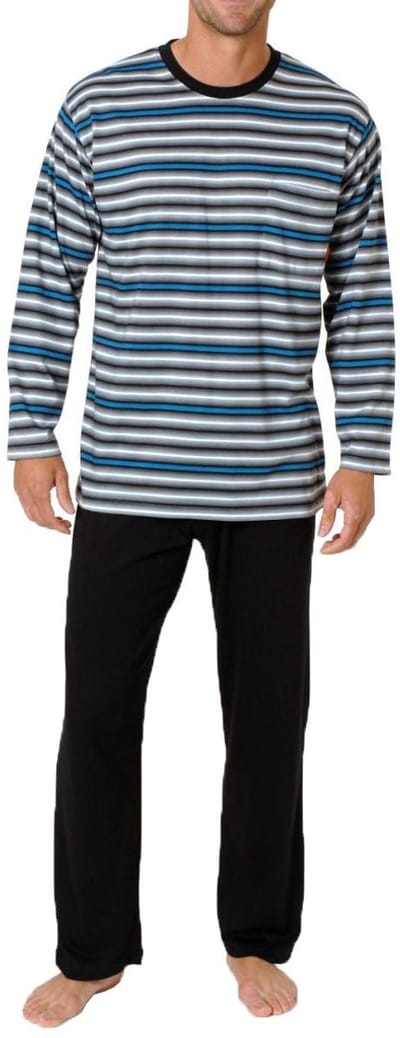 Herenpyjama met lange mouwen in casual gestreepte look - 122 101 90 745