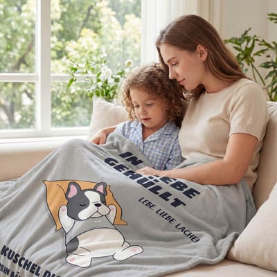 Dailygoods- Knuffeldeken 130x150 cm - Zachte Fleece Deken - Decoratieve Deken - Cadeau voor Moederdag/Vaderdag - Warmte en Positieve Vibes - Geschenk Klaar met Kaart en Stickerset