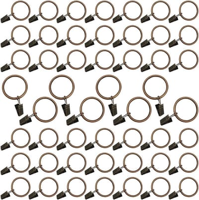 Gordijnringen met clips - 50 stuks - Rood Brons - 38 mm Diameter - Voor Zware Gordijnen - Metalen Hanger Ring Haak Clip