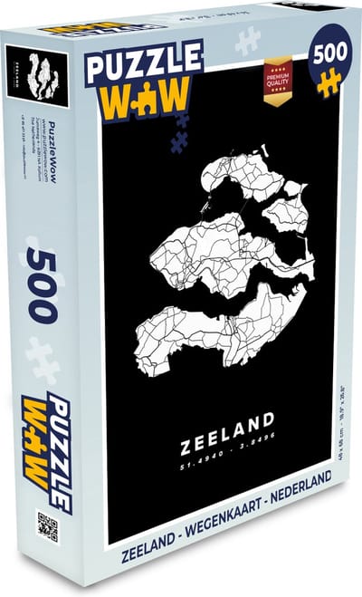 Puzzel Zeeland - Wegenkaart - Nederland - Legpuzzel - Puzzel 500 stukjes