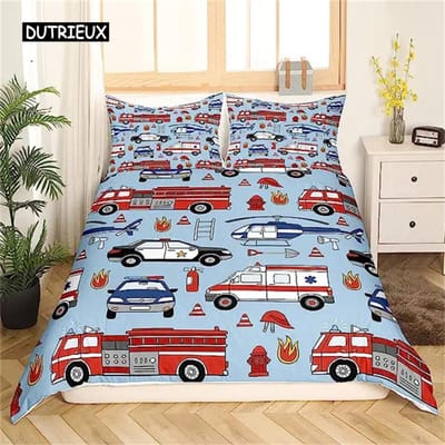 Dekbedovertrek Cartoon Graafmachine Tractor King Dekbedovertrek Cartoon Bouwtruck Beddengoedsets Voertuig voor Kinderkamer Decoratie AU Single(140x210cm)