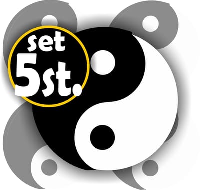 Jerma - Yin Yang - Sticker - 5 st. -1 x Ø 10 cm - 4 x Ø 5 cm - Zelfklevend - Weerbestendig - Vinyl