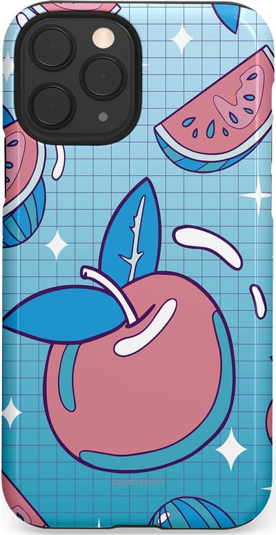 Casetastic Hoesje Geschikt voor Apple iPhone 11 Pro - Stijlvolle Beschermende Duo-layer Case - Fruitige appel ruitjes