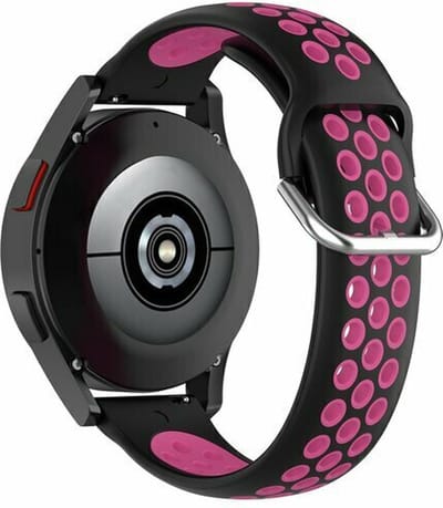 By Qubix - Geschikt voor Garmin bandje - Geschikt voor Garmin Vivomove 3 / HR / Luxe / Sport / Style / Trend - Siliconen sportbandje met gesp - Zwart + roze - Smartwatch bandje 20mm