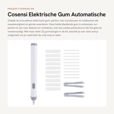 Dailygoods - Elektrische Gum - Automatische Potloodvorm Gum - Inclusief 22 Vullingen - Wit - Creatief Gereedschap - Voor Tekenen en Schilderen - Perfe...