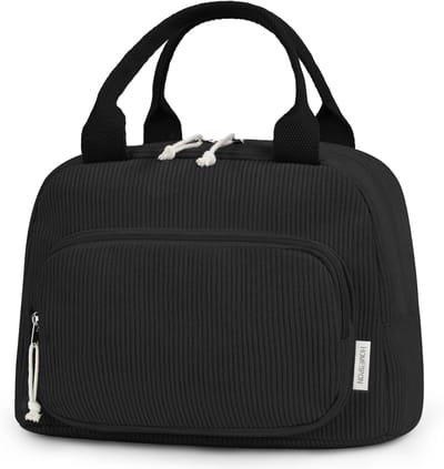 Corduroy lunchtas - Koeltas tas - Lunch meenemen - Ruim voorvak - 29 x 165 x 21 cm - Bruin