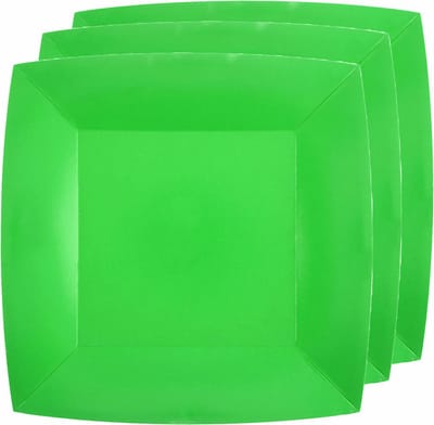 Santex Feest gebaksbordjes - felgroen - 10x - karton - 18 cm - vierkant - kartonnen feestbordjes