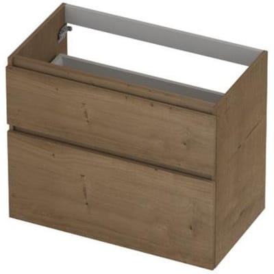 INK - Onderkast 2 Laden Greeploos Fineer Eiken met Houten Keerlijst A-symmetrisch - 800x450x650 Mm - Ash Grey Fineer