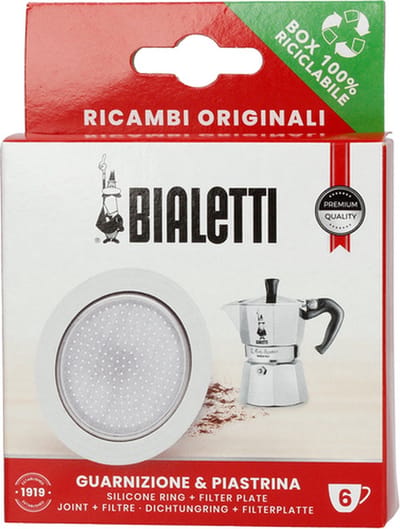 Bialetti Filterplaatje & Siliconen Ring – Geschikt voor Brikka 4 kops en Moka Induction 6 kops – Origineel Reserveonderdeel