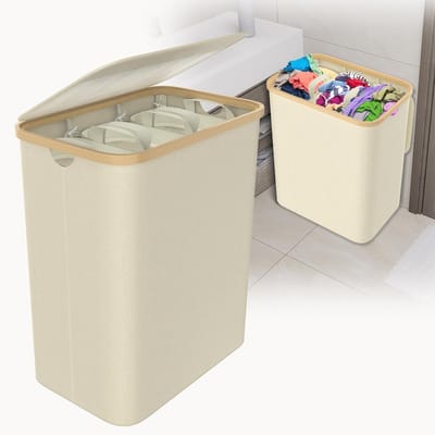Grote opvouwbare wasmand met deksel en uitneembare waszak