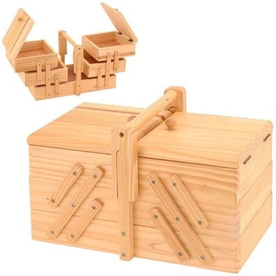 Naaidoos Houten 30x16x20 cm - Naaibox - Naaigaren Opbergbox - Opbergdoos - Organizer Naai Spullen