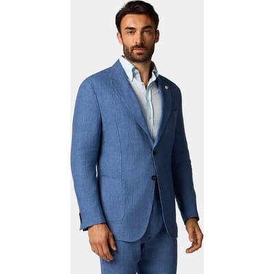 Brooks Brothers Linen Single-breasted Blazer Denim Blue Size: 36 | Blazers Outlet | Heren | Blauw