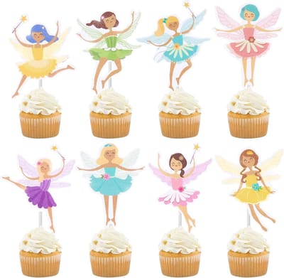 24 stuks feeëndecoratie, taartdecoratie, verjaardag, fee, decoratie, taart, topper, Fairy voor meisjes, verjaardagsfeesten, snacks, babyshower
