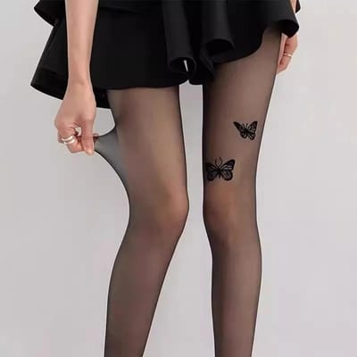 Nouveau Sexy femmes collants collants papillon imprimé cuisse haute bas collants Lingerie bonneterie mince Nylon collants bas de corps brown