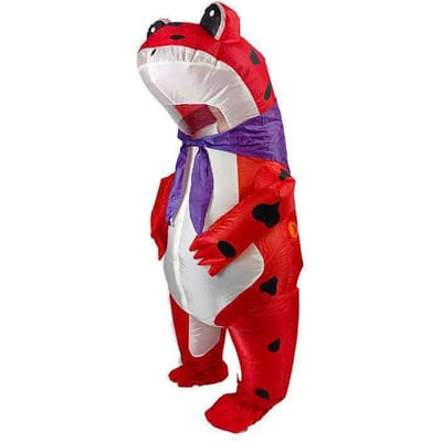 Rood leuke kikker opblaasbaar kostuum, voor volwassenen. 150-190cm rood