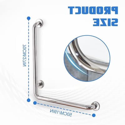 Veiligheidshandgreep - Wandbeugel douche - Valpreventie badkamer - 304 Roestvrij staal - 70x50 cm - Gepolijst