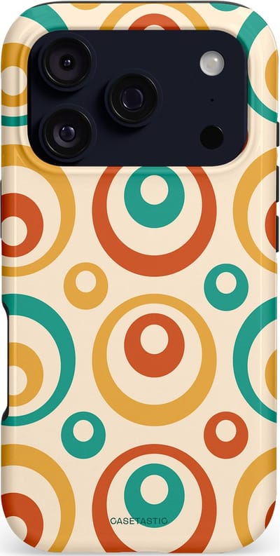 Casetastic hoesje geschikt voor Apple iPhone 17 Pro - MagSafe - Dubbellaagse bescherming - Bolletjes boogie - Fashion Case - Crème Terracotta Goud Turquoise