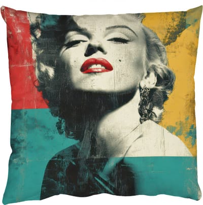 Sierkussens - Kussentjes Woonkamer - 50x50 cm - Vrouw - Rode lippen - Abstracte kleurvlakken - Popartuistraling
