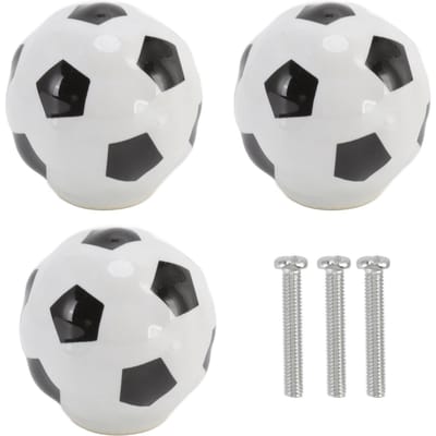 3 Stuks Voetbal Kastknoppen Bal Sport Thema Enkel Gat Lade Keramische Handgrepen Trekkers voor Kast
