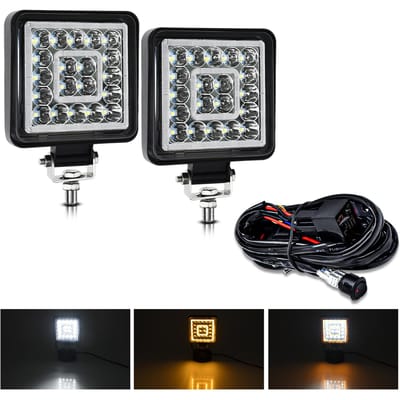 LED-lichtbalk, 2 stuks 4 inch 160W LED-werklampen, waterdichte ronde offroad-rijlichten met Square zwart