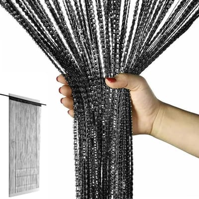 Vliegengordijn met kwastjes - 91 x 200 cm - deurgordijn - Horgordijn Deur - Kralengordijn - deurkoord - Modern Design - Zomer - Eenvoudige Installatie - Hordeur - Anti muggen - Raamdecoratie - voor deuropening, binnen decoratie - zwart