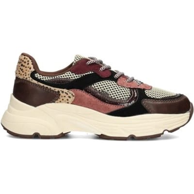 POSH by Poelman ANGY Dames Sneakers - Bordeaux met taupe combi
