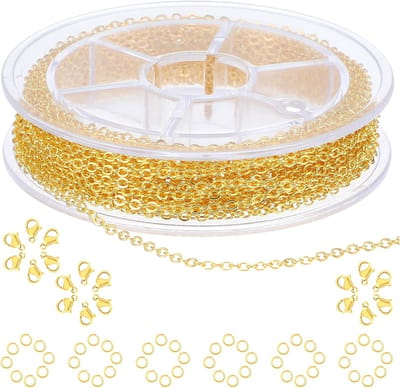 Metalen Ketting Rol 5 Meter voor Sieraden Maken - Roestvrij Staal Look - Inclusief Sluitingen en Springringen