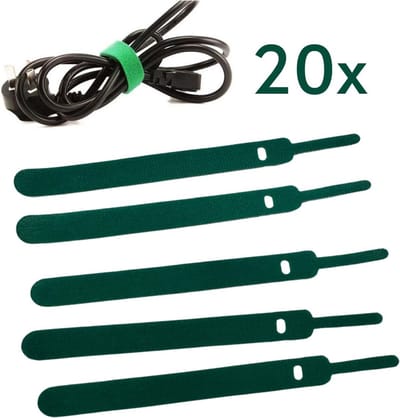 20x Nylon Planten/Kabelbinders met Lus en Klittenband - 15CMx12MM - Voor binden van o.a. Kabels en Planten - Kabelmanagement