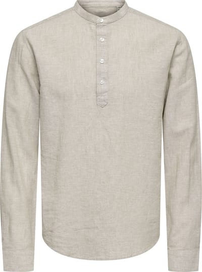 Only & Sons Overhemd Onscaiden Ls Halfplackt Linen Shirt 22009883 Chinchilla Mannen Maat - XS