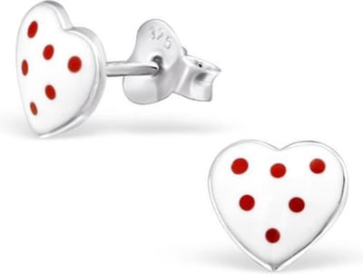 Princess Oorbellen Algazel White - 925 Zilver E-Coating - Hart - 7x8mm