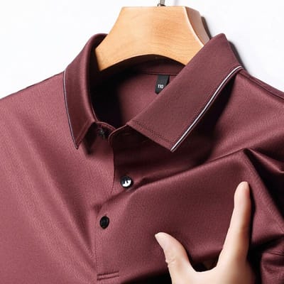 Zomer Moerbeizijde T-shirt met korte mouwen voor heren, High-end Middelbare leeftijd Zakelijk Revers, Losse Papa Kleding, Strijkvrij Casual Poloshirt XXL black