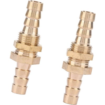 Adaptateur de connecteur de raccord de cloison de tuyau en laiton cannelé de 2 pièces (8 mm)