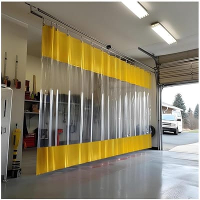 Terrasgordijn Vinyl - Buitengordijn Transparant - Buiten Leven - Weerbestendig PVC - 45x28 m - Geel