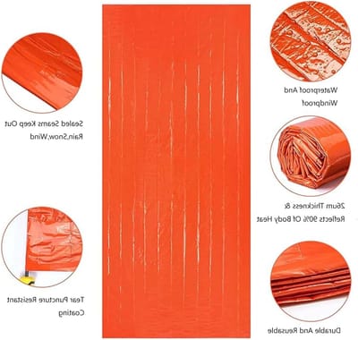 Thermische Nooddeken voor Eerste Hulp en Overleving - Waterdichte en Winddichte Survivaldeken voor Noodkits en Outdoor Activiteiten