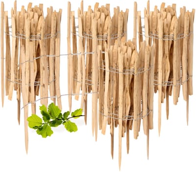 Garronda Tuinafscheiding van Hazelnoten Schutting – Tuinpiketafscheiding – Bedrand – Hout - GD-0156 - 5 Stuk - 60 cm x 500 cm