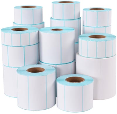 5X-Zelfklevende Etiketten - 100 - per Deel 30x50 MM - Printlabels - Thermische Labels - Diepvries Etiketten - Datumstickers Op Rol - Zelfklevende Huishoudetiketten - Gebruik Het Als Etiket Voor Data, Prijzen, Koelkasten - Blauw