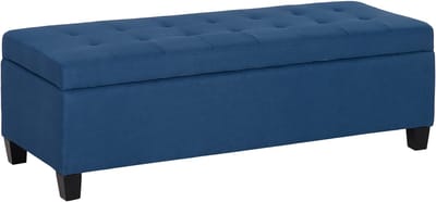 HOMCOM Opbergottoman Polyester, Eucalyptushout 125L x 49B x 41,5H cm Blauw