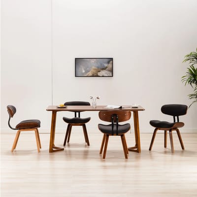 vidaXL - Eetkamerstoelen - 4 - st - gebogen - hout - en - stof - grijs