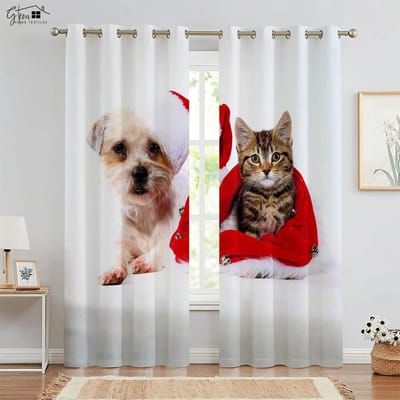 Dieren 3D Geprinte Gordijnen Leeuw Schoonheid Beer Tijger Giraf Zebra Olifant Huisdier Hond Kat Kinderen Kinderen Decor Gordijnen W50xH130(CM)x2PCS&Grommet Top
