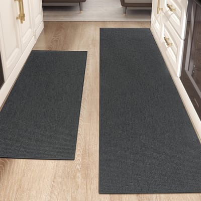 Anti-slip Wasbare Keukenmatten 43x75cm en 43x150cm - Dun, Absorberend en Gemakkelijk Schoon te Maken Vloermatten voor Keuken en Gang, Grijs